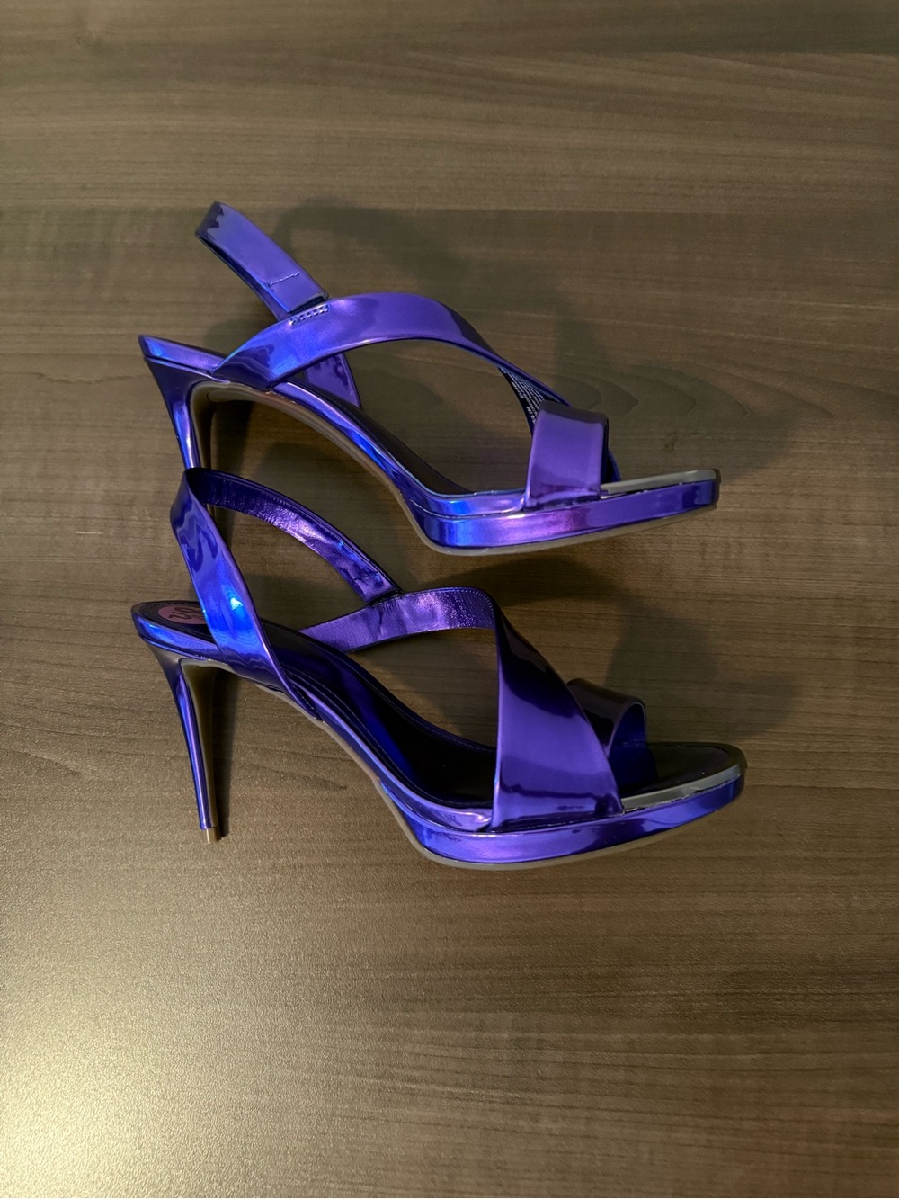 DKNY Diva Purple Asymmetrical Slingback Stiletto Dress Heels